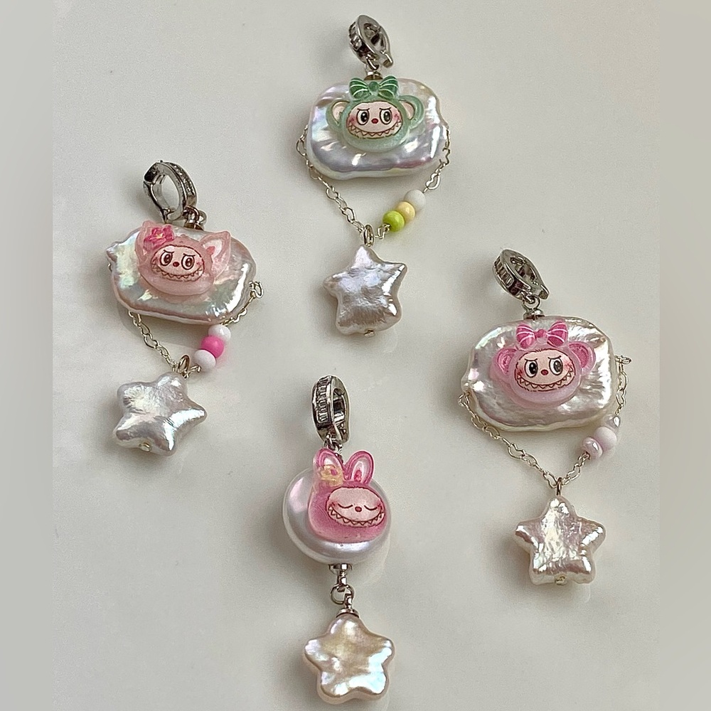 P157-Exclusive Baroque Star, Flower And Coin Shaped Cute Detachable Pendant